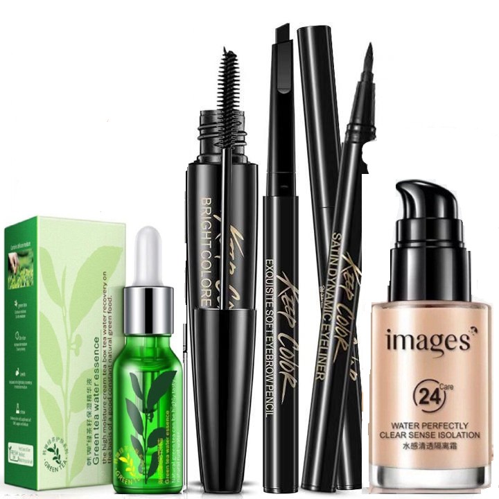 Bộ trang điểm mắt 5 món có kem nền sành và serum trà xanh