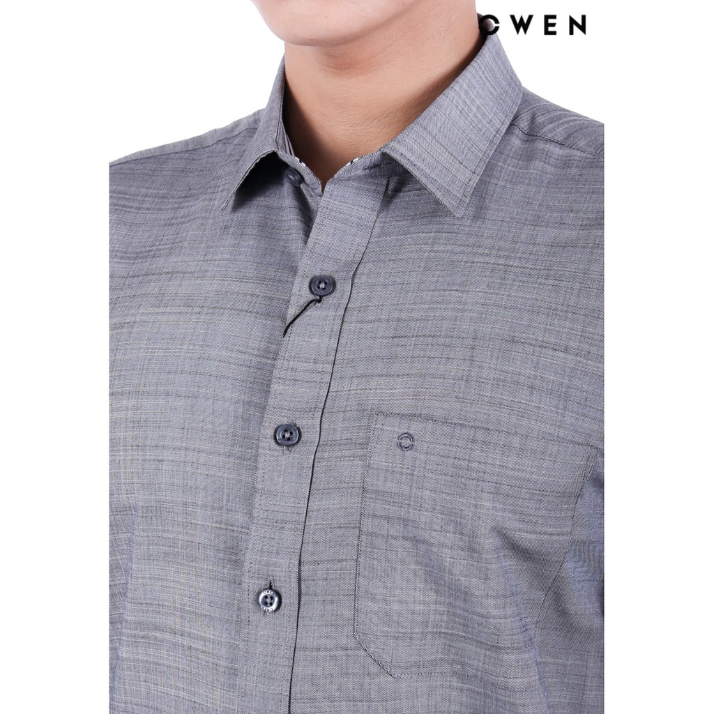 Áo sơ mi dài tay Owen Bamboo Slimfit có túi màu xám - AS20696DT