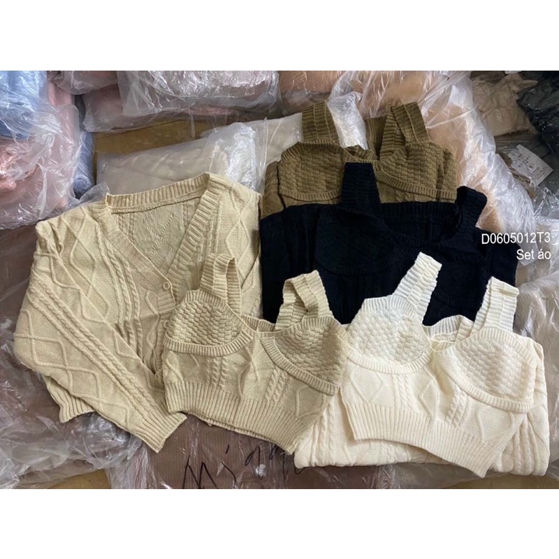Set len áo khoác tay dài phối áo 2s 0522