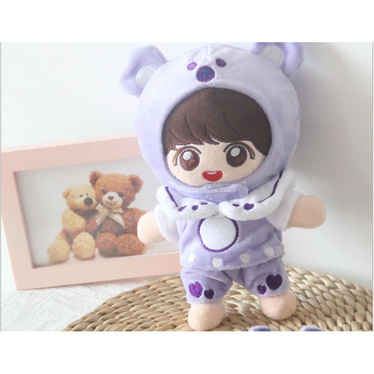 Outfit Doll 20cm - Set Quần Áo Mũ Tím