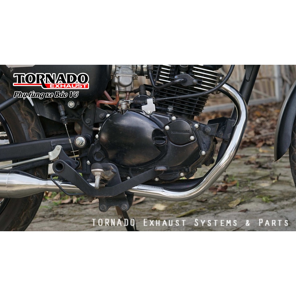 Cổ pô Kawasaki w175 chất liệu TITAN VÀ INOX 304 thương hiệu TORNADO