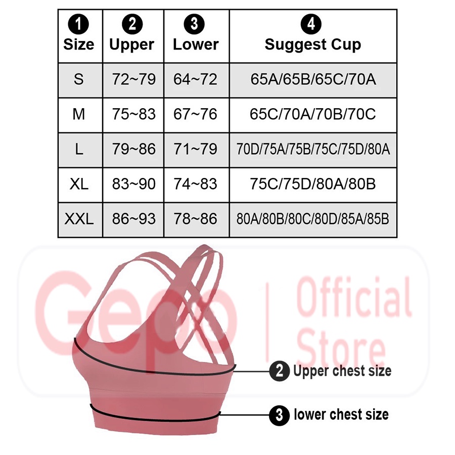 Áo bra tập gym yoga cao cấp có mút ngực chống sốc GEPO GP203 có 4 nấc điều chỉnh