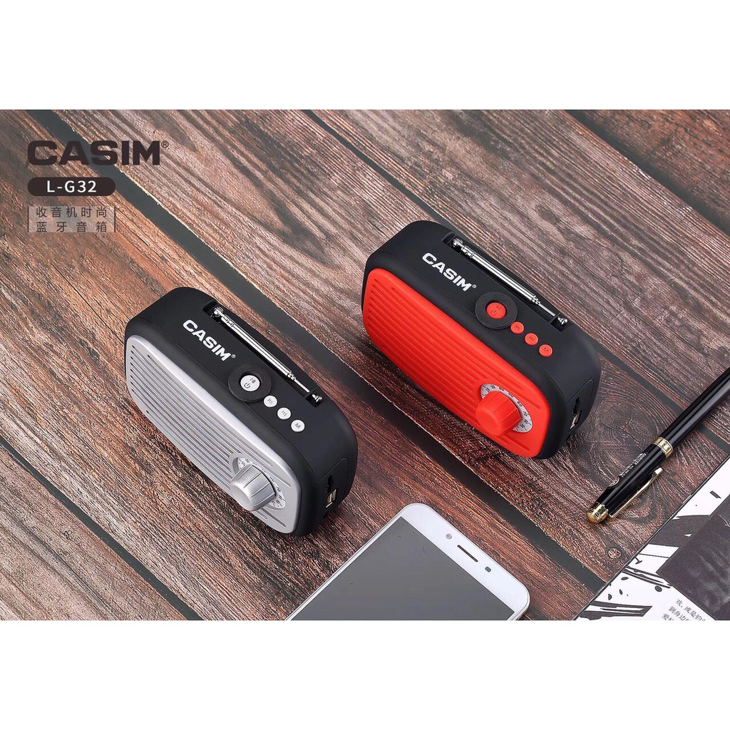 Loa Bluetooth 5.0 Casim L-G32 - Kiểu Dáng Cổ Điển - Âm Thanh Cực Chất - Kháng Nước