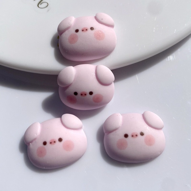 Set 10 Khóa Chai Nước Hình Chú Heo Hồng Bằng Nhựa Resin Diy