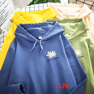 Áo hoodie nỉ bông lô gô hoa cúc