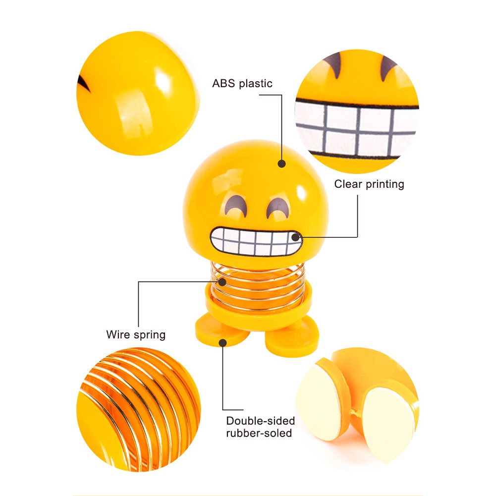 Bộ 6 con búp bê lắc đầu hình biểu tượng cảm xúc vui nhộn cho xe hơi