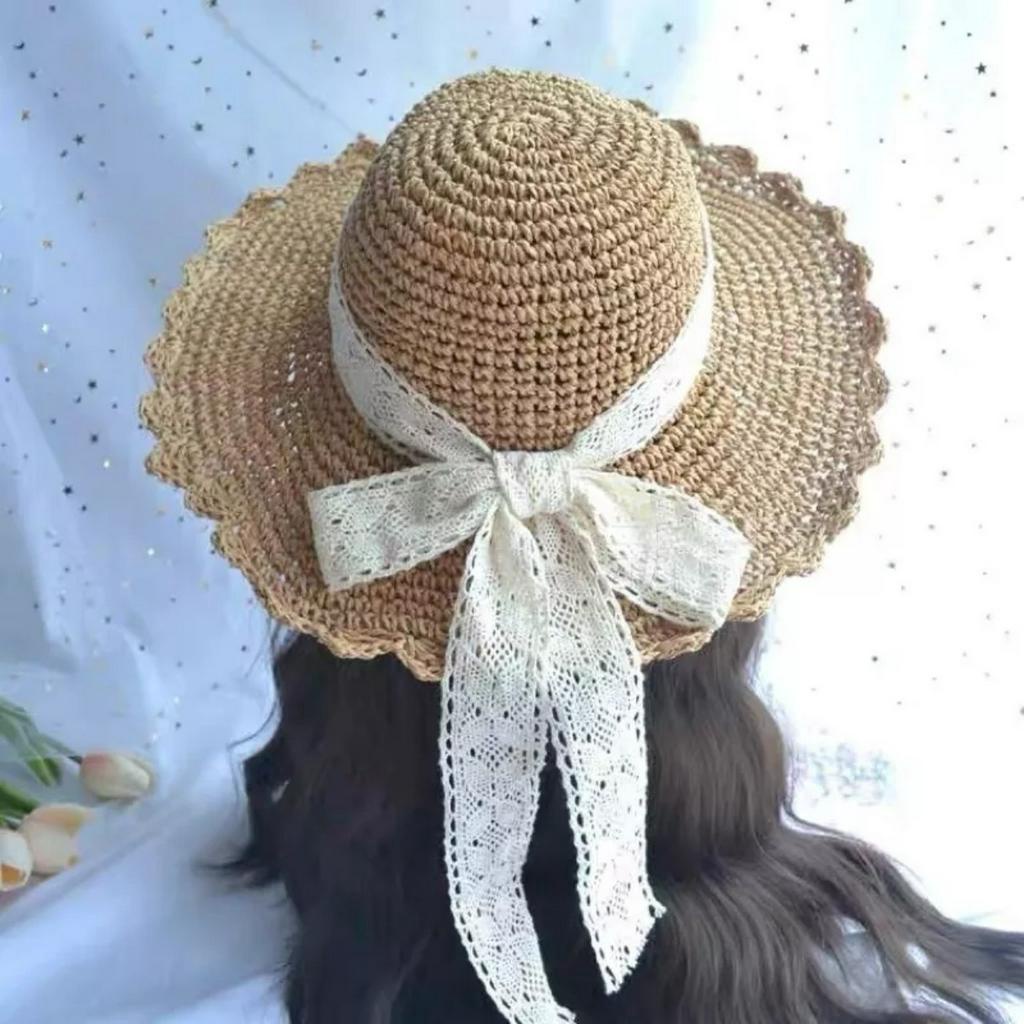 Nón cói mềm nơ ren đi biển đi ,du lịch phong cách thời trang D999
