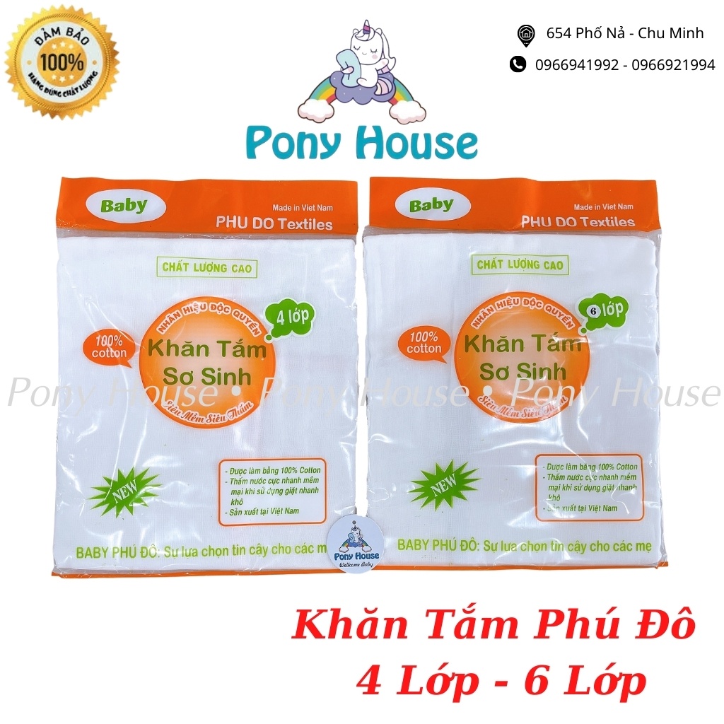 Khăn Tắm Phú Đô - Khăn Tắm Xô Cho Bé 4 Lớp, 6 Lớp Siêu Thấm Hút Hàng Việt Nam Loại 1