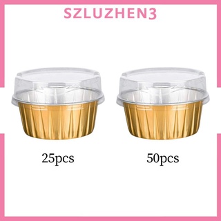 Baking Cups with Lids Gold Heat Resistant for Snacks Creme Brulee Birthday