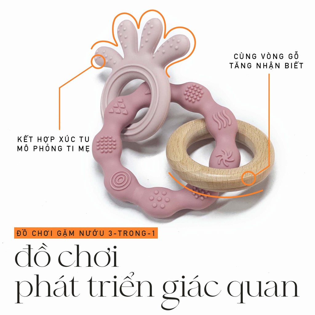 Đồ chơi cắn răng và ngậm nướu silicone an toàn 3IN1 CHIPPIANDCO