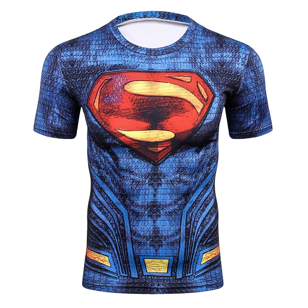Áo thun HUQISHA in hình siêu anh hùng 3D chất liệu vải nhanh khô chất lượng cao thời trang cho nam