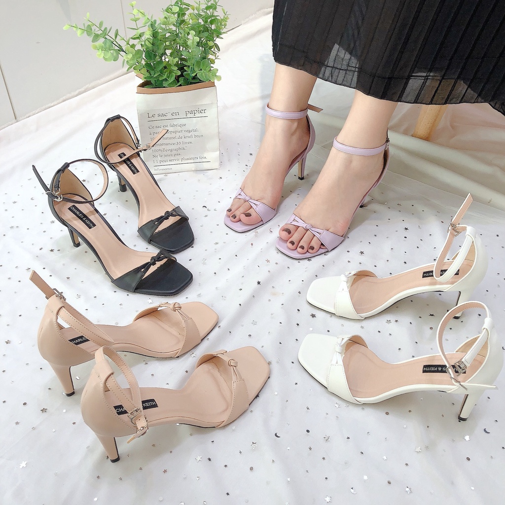 GIÀY SANDAL NỮ QUAI NGANG THẮT THỜI TRANG CAO 8 CM