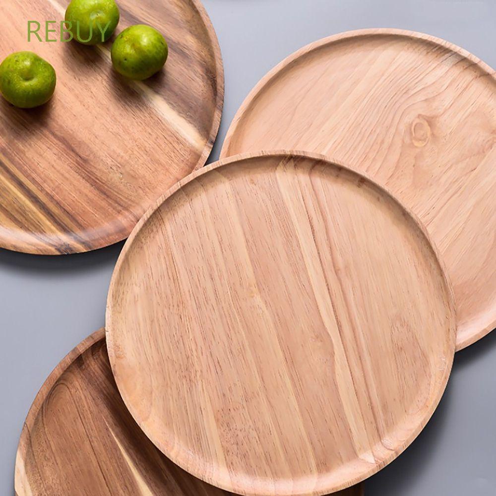 Bộ Khay Gỗ Tròn Đựng Bánh / Tráng Miệng Tiện Dụng