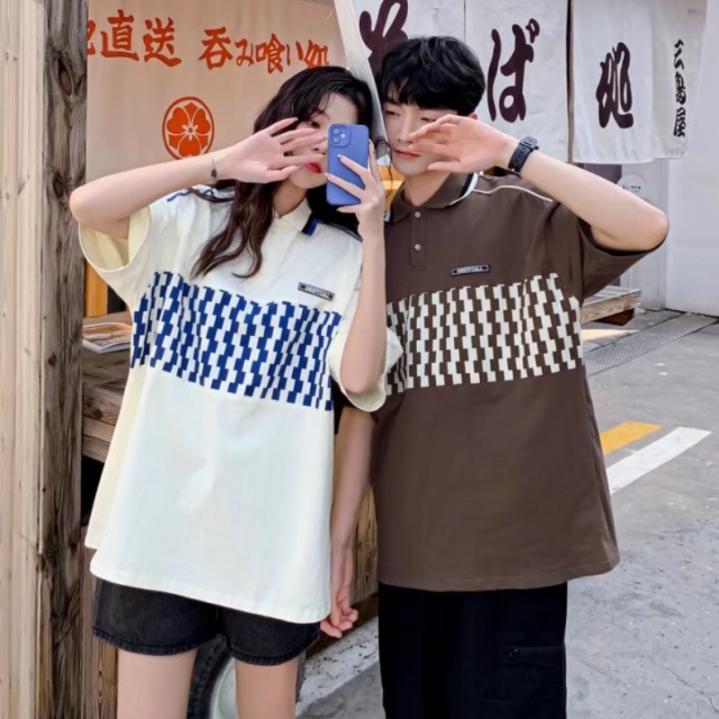 Áo Thun POLO Tay Ngắn Dáng Rộng Phối Họa Tiết Kẻ Sọc Phong Cách Hàn Quốc Thời Trang Mùa Hè Mới Size M-2XL Cho Nam