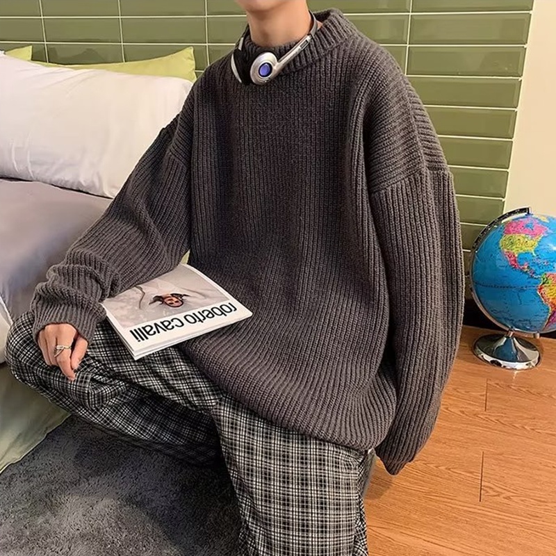 Áo Sweater Dệt Kim Cổ Tròn Màu Sắc Đơn Giản Thời Trang Thu Đông Cho Cặp Đôi Size M-2xl