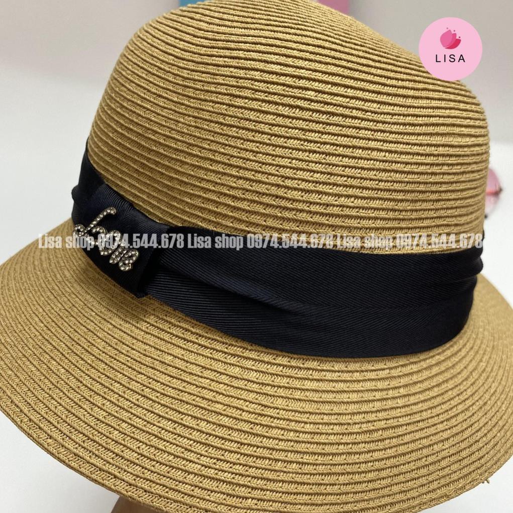 [FREESHIP-HÀNG LOẠI 1] Mũ cói, nón cói đi biển chữ love đính đá form chuẩn đẹp phong cách Hàn Quốc cho nữ, M28