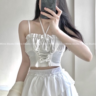áo croptop buộc dây (corset cropped top)