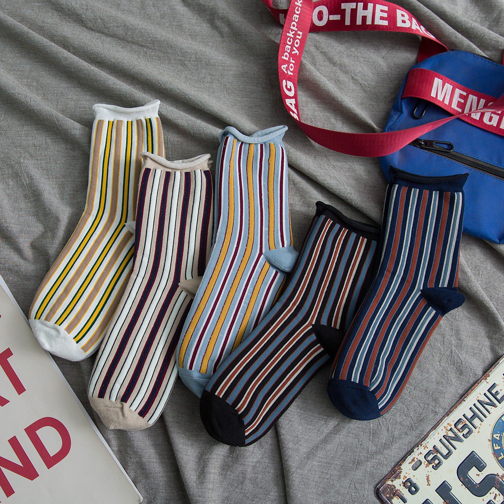 Vớ / tất cổ cao họa tiết sọc dọc - UniLabel