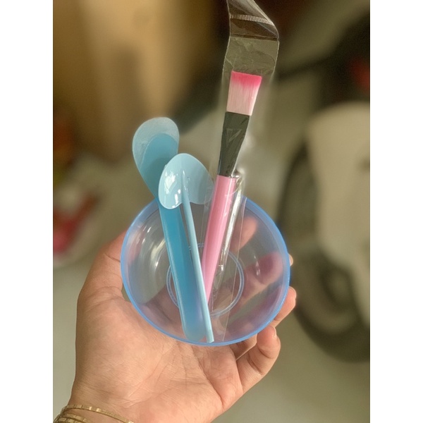 Bộ Chén cọ pha mặt nạ (kèm túi zip), Bộ Bát cọ nhựa dẻo
