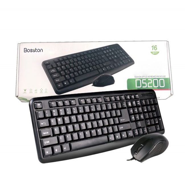 combo bàn phim chuột có dây Bosston D5200, Bảo hành 12 tháng