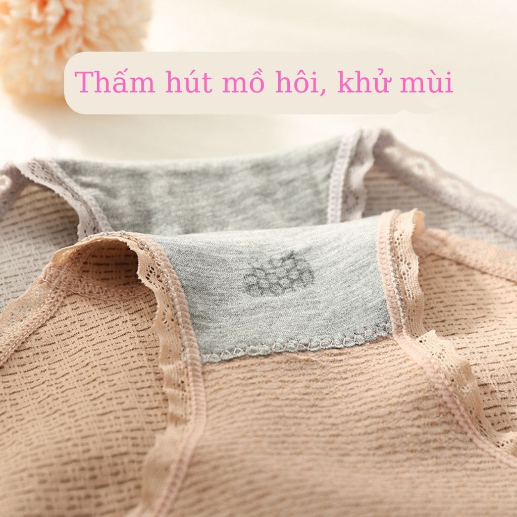 Quần lót nữ cotton ren viền kháng khuẩn khử mùi tôn dáng đính nơ gợi cảm quyến rũ LANIXA Q14