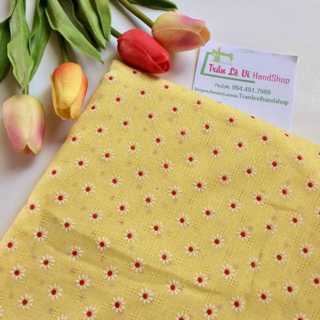 #V79🌈 VẢI TWILL HOẠ TIẾT HOA PHUN SƠN MAY ĐỒ CHO TRẺ EM, DOLL, OBITSU, DIY, DECOR, HANDMADE, QUILTING, SCRUNCHIES