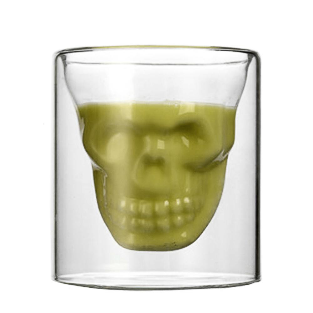 Halloween Skull Double Layer Transparent Glass Cup Beer Cup for Home Bar Beer Water Party Hotel