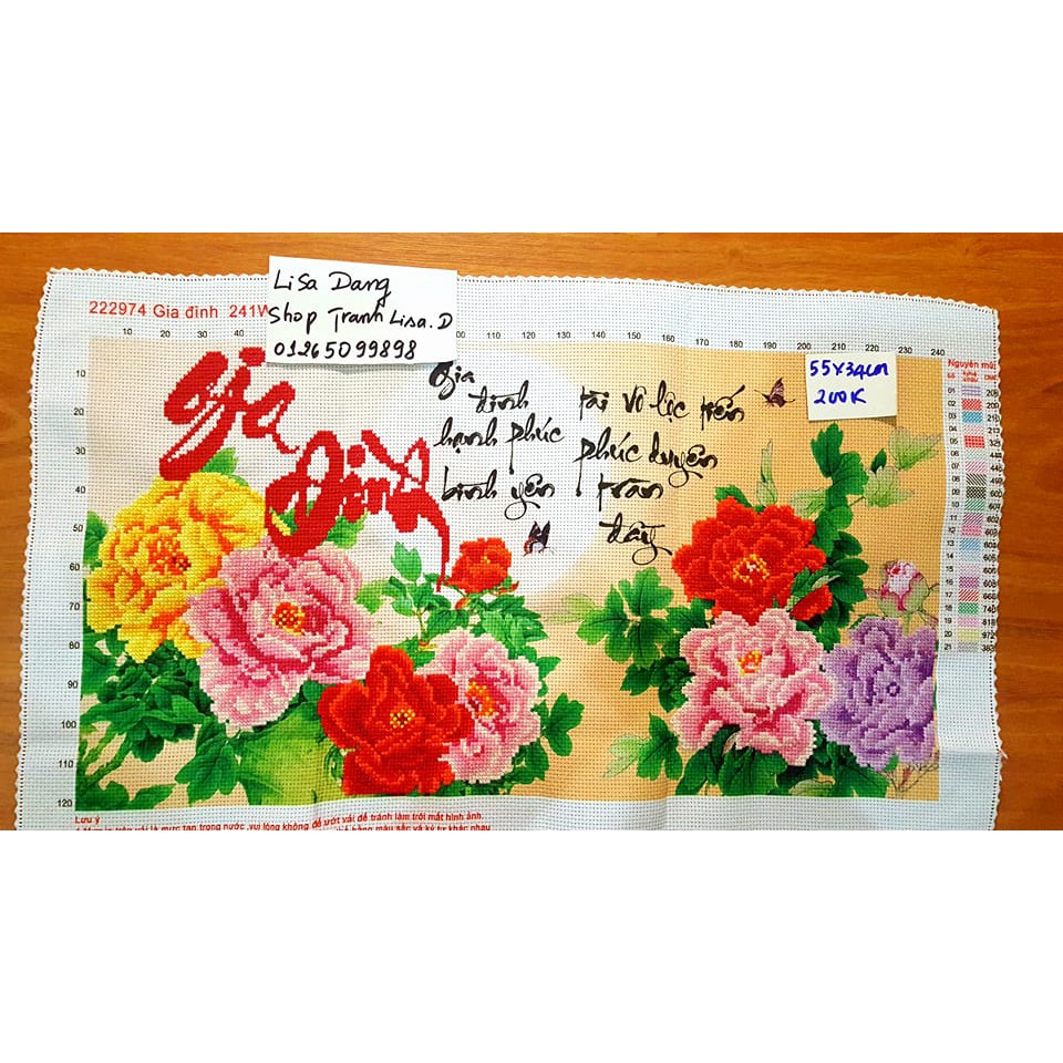 Tranh thêu thành phẩm GIA ĐÌNH 55x43cm