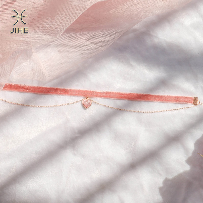 Vòng Cổ Choker Hai Lớp Bằng Vải Nhung Sáng Bóng Thời Trang Nhật Hàn Và Hàn Quốc