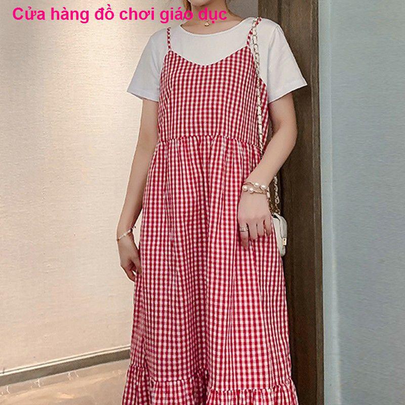 SHOP XINH Đầm bà bầu mùa hè phiên bản hàn quốc váy suông dài kẻ sọc thời trang hot mom