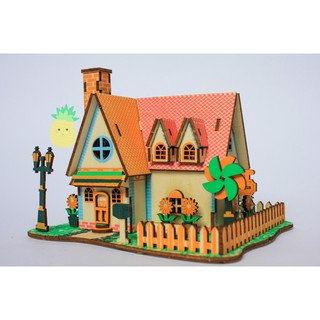 Mô hình đồ chơi lắp ráp gỗ 3d ngôi nhà hoa hướng dương