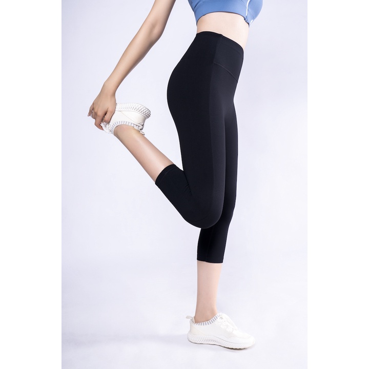Quần Legging Lửng Tập Gym Yoga All Day Livan Sport Co Giãn Cao Cấp Màu Đen