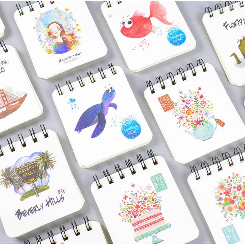Sổ lò xo A7 cầm tay mini 80 tờ (160 trang)    Clovershop68