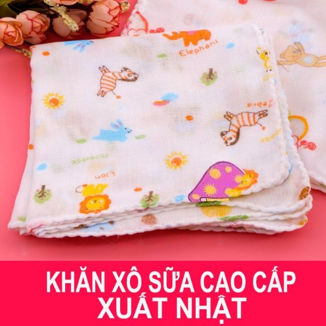 [Mã 267FMCGSALE giảm 8% đơn 500K] 10 chiếc khăn sữa cao cấp 2 lớp xuất nhật in hình mềm mại cho bé