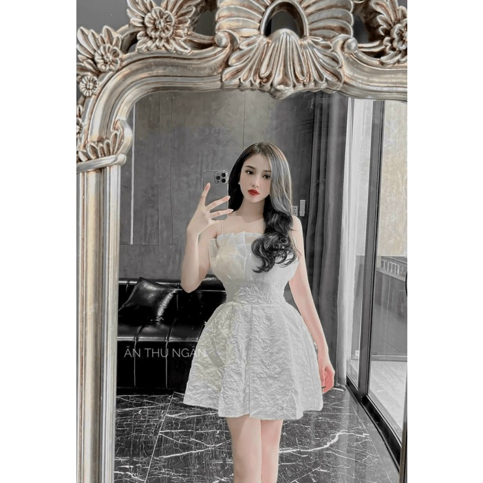 Đầm Nữ 2 Dây Dáng Xòe Chất Gấm Có Mút Ngực Lót Quần Form Chuẩn Mặc Đẹp Dáng Xinh NEW UNISEX