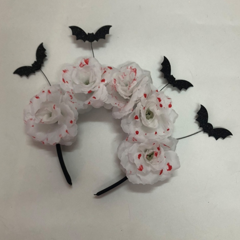 Băng Đô Cài Tóc Hình Dơi Hoa Máu Sáng Tạo Cho Phát Sóng Trực Tiếp Dịp Halloween