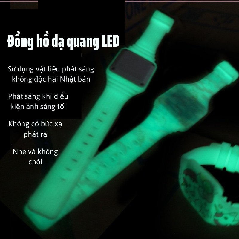Đồng hồ trẻ em, đồng hồ Unicorn màn hình LED cho bé gái dây nhựa mềm dẻo cho bé từ 3 đến 14 tuổi Xu Xu Kids