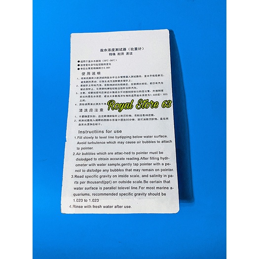 Super Defined Hydrometer St 03 thước đo độ mặn cho bể cá cảnh