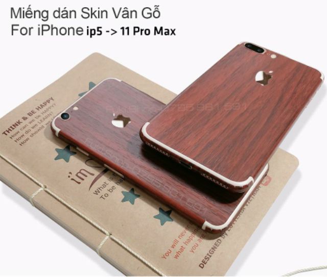 [IPHONE] Tấm dán Skin Mặt Sau Giả Gỗ Full Viền Dành cho iPhone 5 6 7 8 6plus 7plus 8plus X XS XSMAX XR 11 PRO MAX 12 PRO