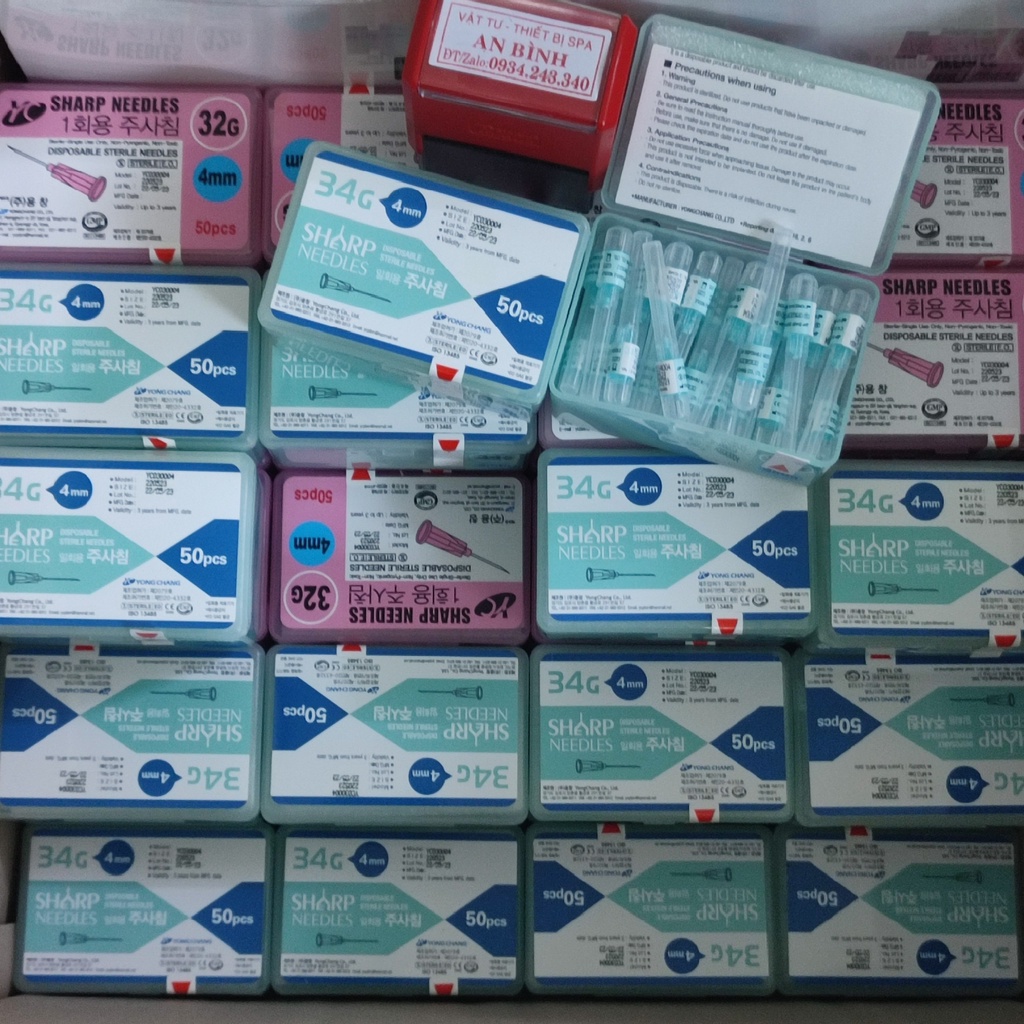 (Q1-HCM) 1 Cây Kim Tiêm Meso 34g-4mm Sharp Needle | Kim Tiêm Nano Cá Hồi - Tiêm PRP Căng Bóng Siêu Nhỏ