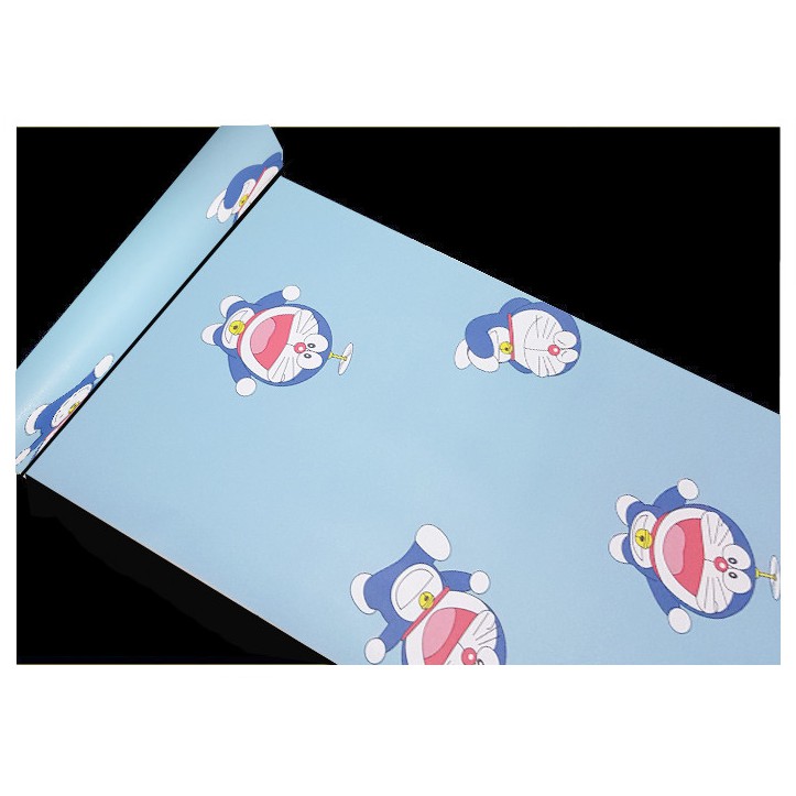 1 mét Decal giấy dán tường đô rê mon xanh khổ rộng 45cm có sẵn keo