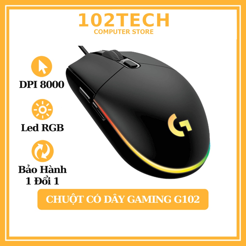 Chuột máy tính Logitech G102 có dây chuyên game thế hệ mới, led RGB đẹp, nhanh và chính xác