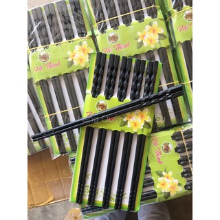 Bộ 10 Đôi Đũa Phíp Hà Thành Xoắn Dài 22.6Cm - Không Nấm Mốc, Chịu Nhiệt tốt