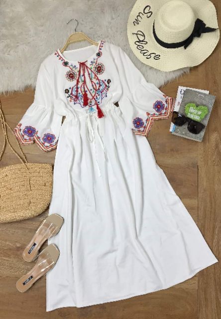 Đầm maxi thổ cẩm ulzzang | BigBuy360 - bigbuy360.vn