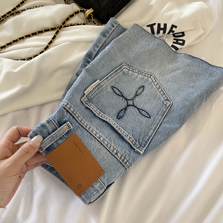 Quần Short Denim Chữ A Lưng Cao Viền Thô Mùa Hè Phong Cách Mới Cho Nữ