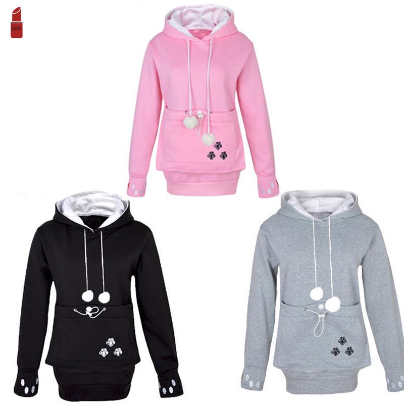 【COD】 Women Dog Cat Hoodies Sweatshirt With Cuddle Pouch Casual Kangaroo Pullover Tops | BigBuy360 - bigbuy360.vn