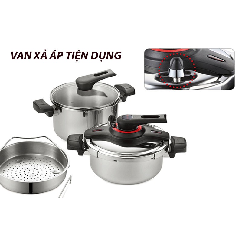 Bộ 2 nồi áp suất Inox đáy từ PoongNyun VGPC2-SET - 3.5 - 5.5 lít - made in hàn quốc