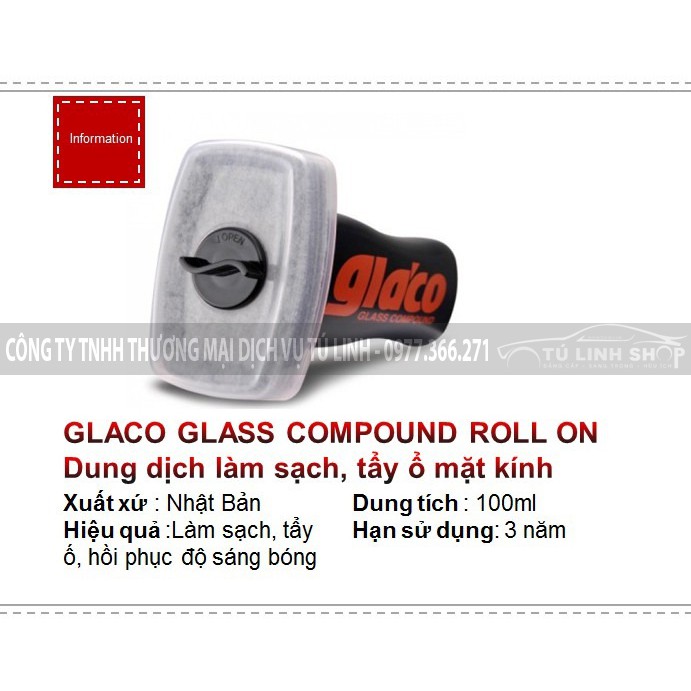 [Mã LIFEAUMAY giảm 10% tối đa 30k đơn 150k] Dung dịch tẩy ố, tẩy Nano kính ô tô Glass Compound roll on - Soft99