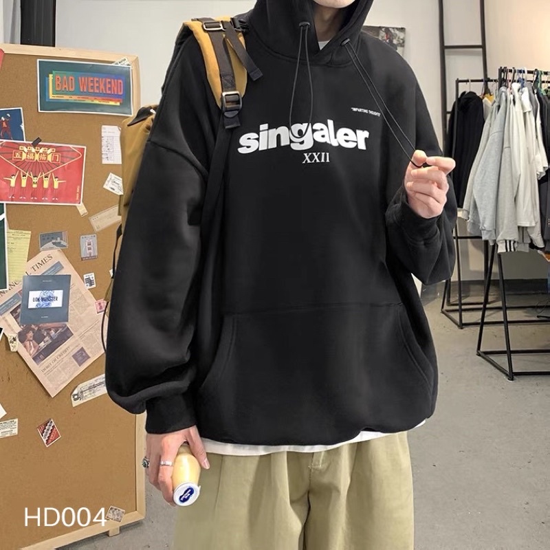 Áo hoodie chi tiết đơn giản SINGALER - HD004 T2000