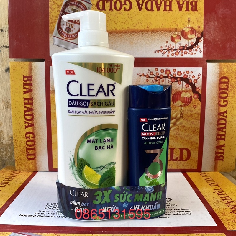 Dầu Gội Clear Bạc Hà 880g + Tặng Clear Men Tắm Gội 140g